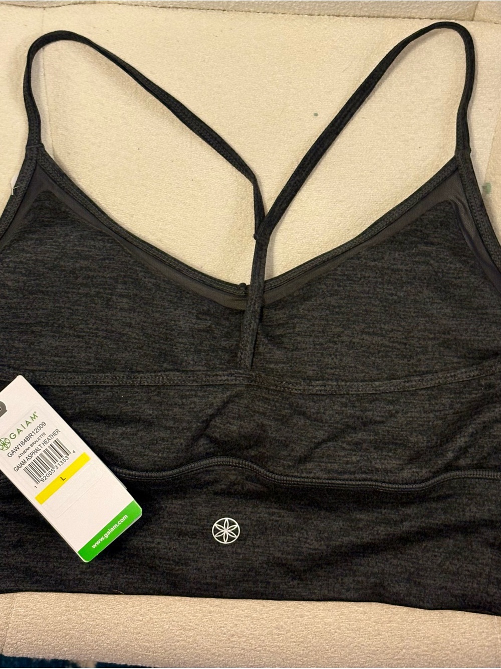 GAIAM Charcoal Heather Light Support Strappy Sports Bralette - Picture 5 of 6